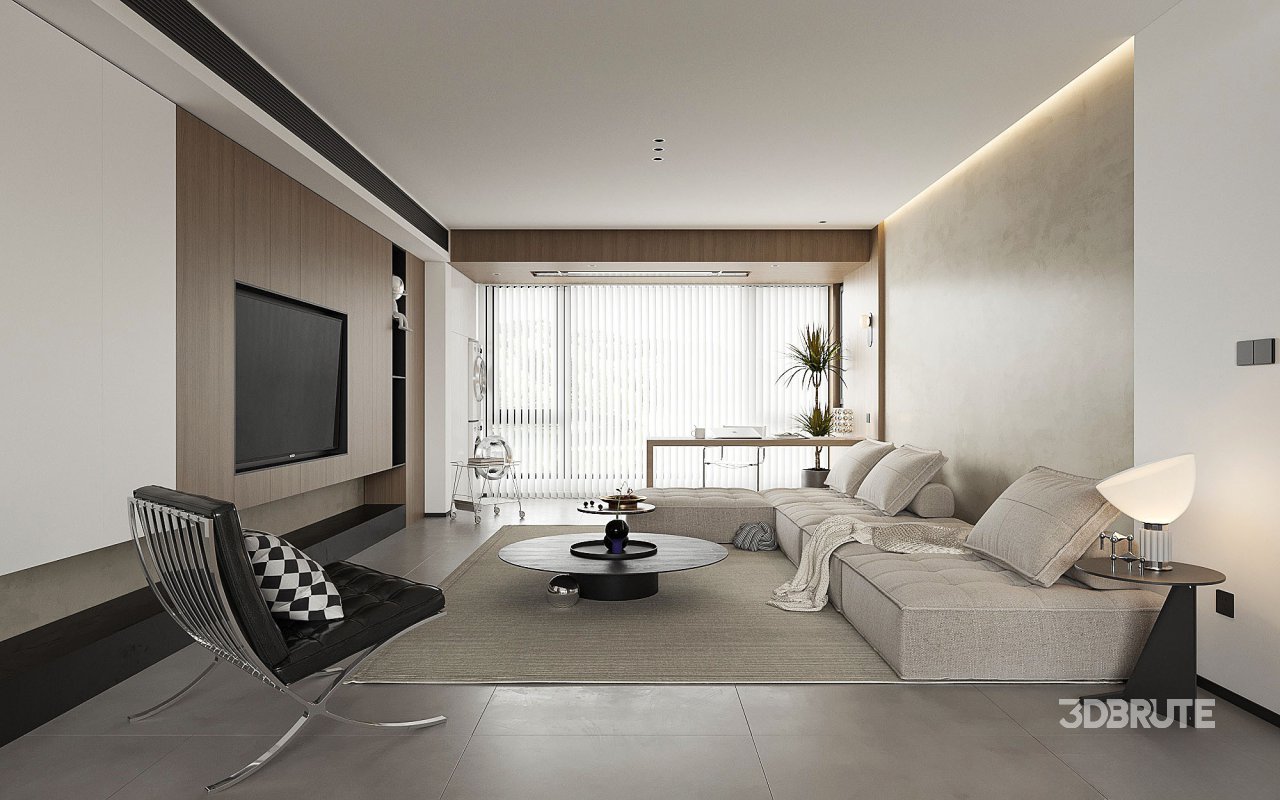 Modern living room and dining room interior scene Image 3