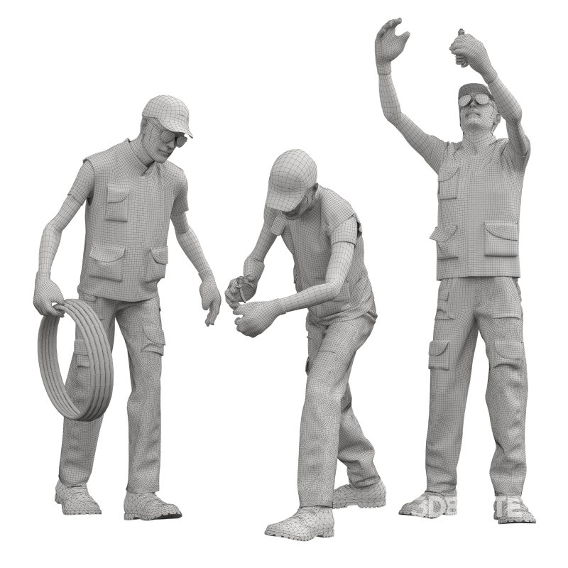 Electrician in 3 poses Image 3