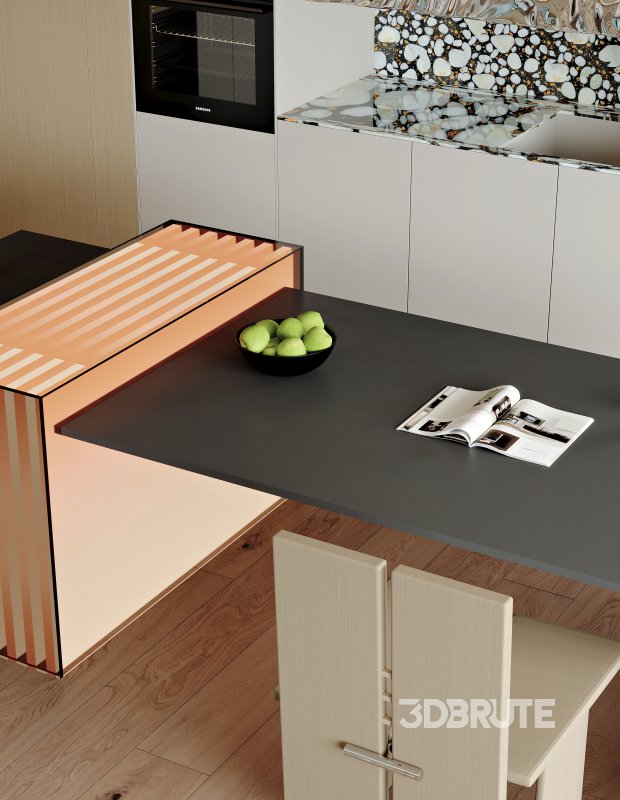 Modern living room and dining room interior scene Image 9