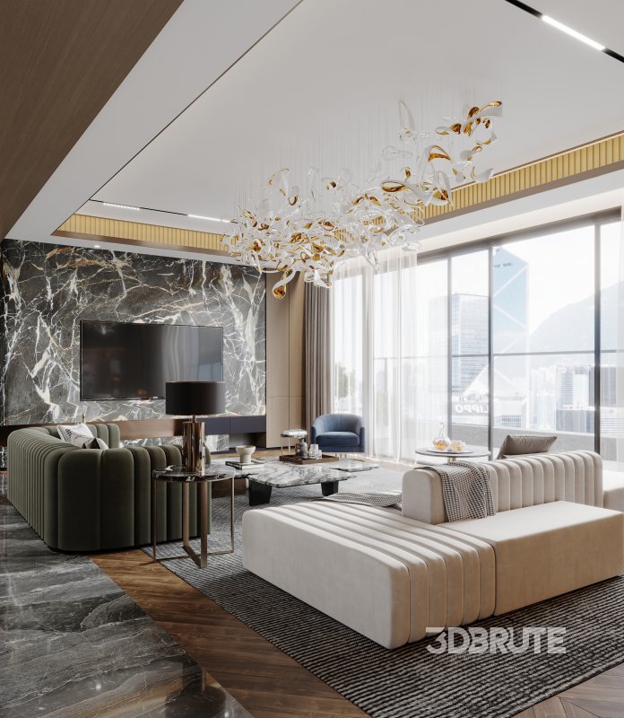 Luxurious living room and dining room Image 8