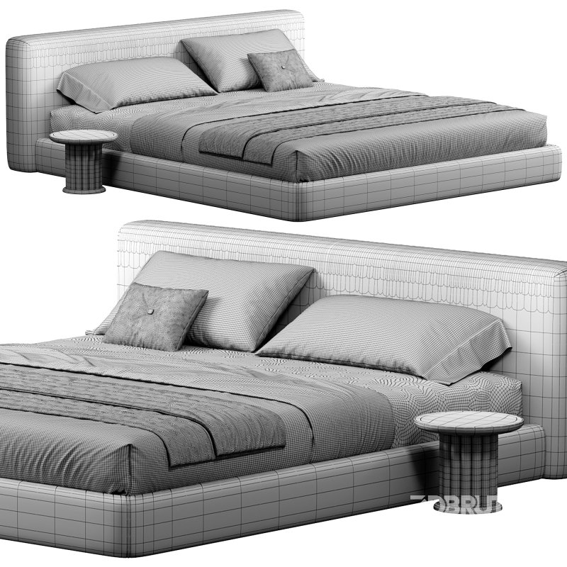 Amabilis Gray Cotton Linen Headboard Bed By Casaspace Image 7