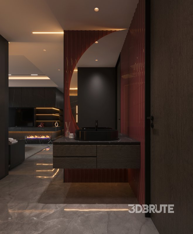 Modern living room and dining room interior scene Image 6