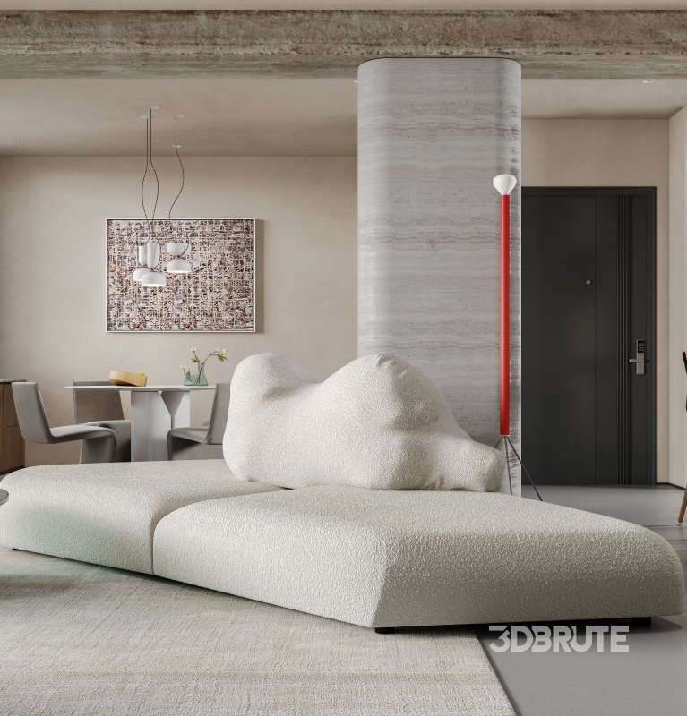 Modern living room and dining room interior scene Image 11