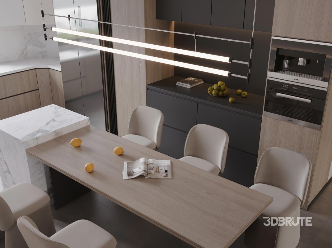 Modern living room and dining room interior scene Image 5