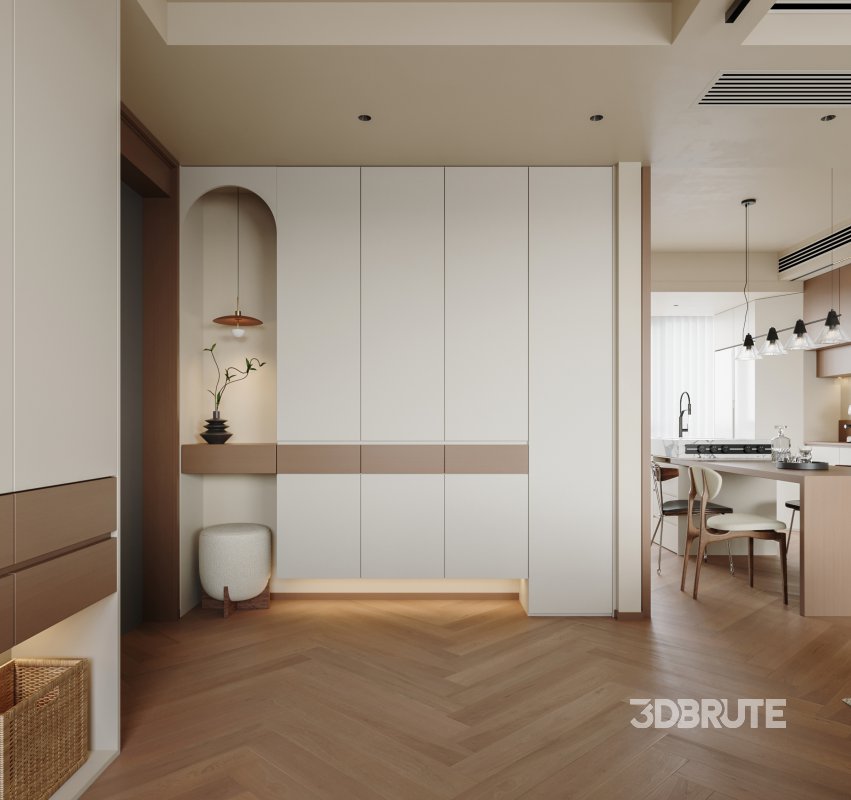 Modern living room and dining room interior scene Image 9