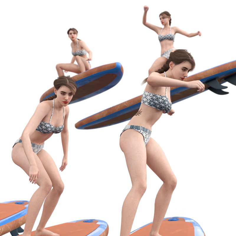Woman with Paddle Board 05 Poses Image 4