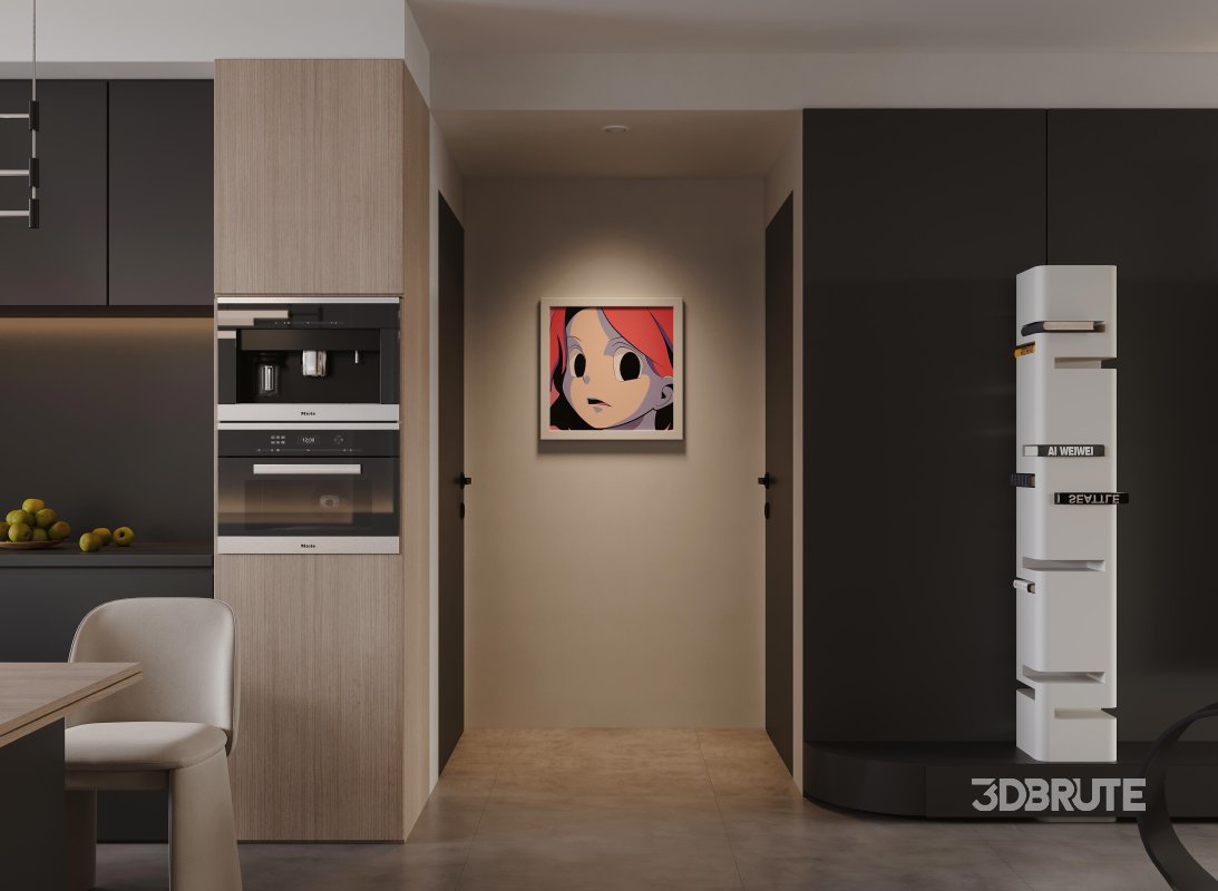 Modern living room and dining room interior scene Image 2