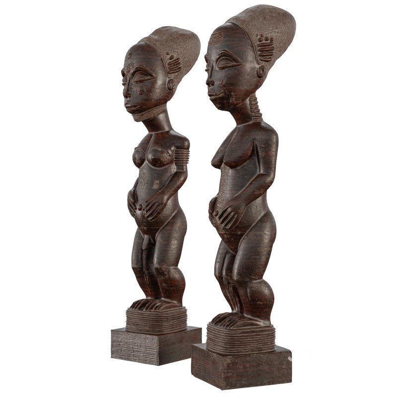 Wooden African Couple Stand Statue Image 3