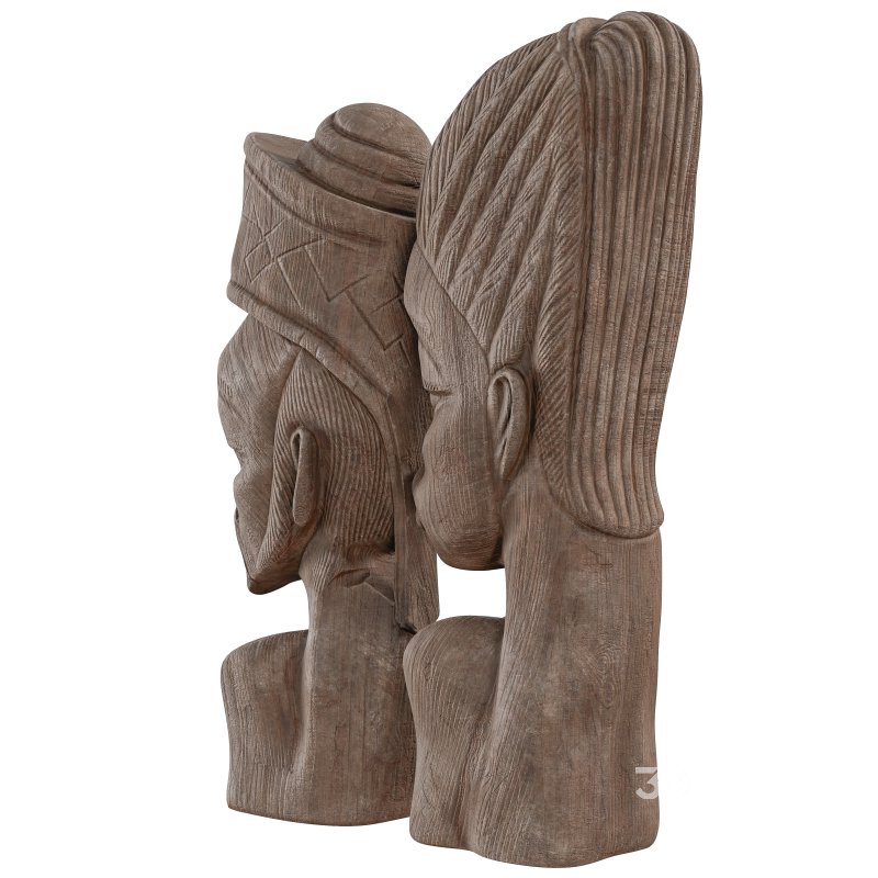 Wooden African Couple Statue 02 Image 3
