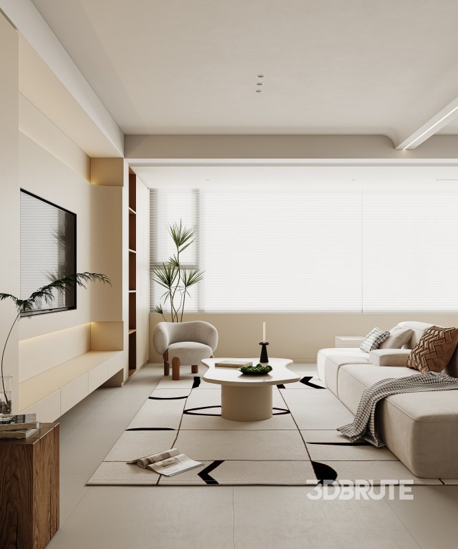 Modern living room and dining room interior scene Image 6