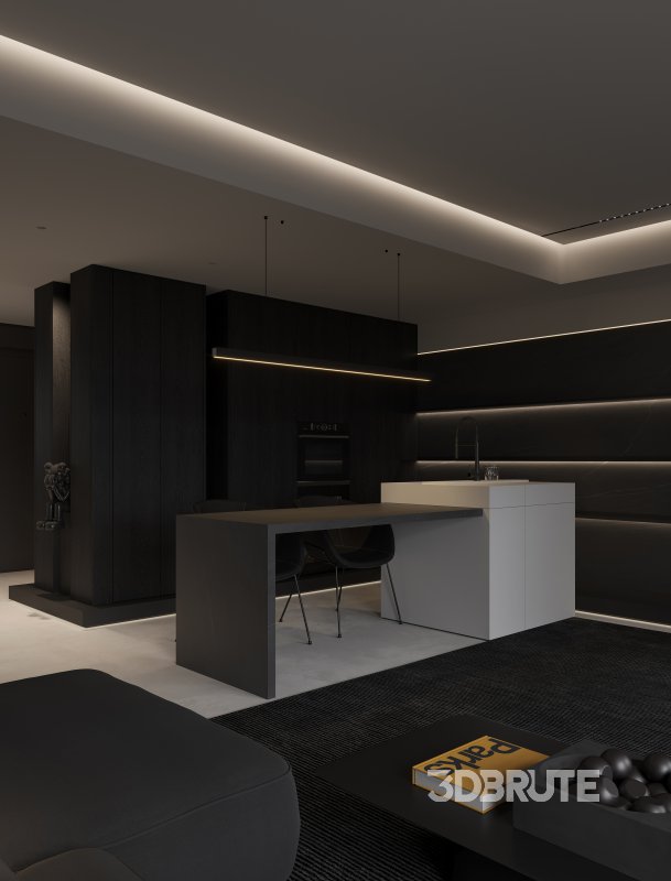 Modern living room and dining room interior scene Image 3