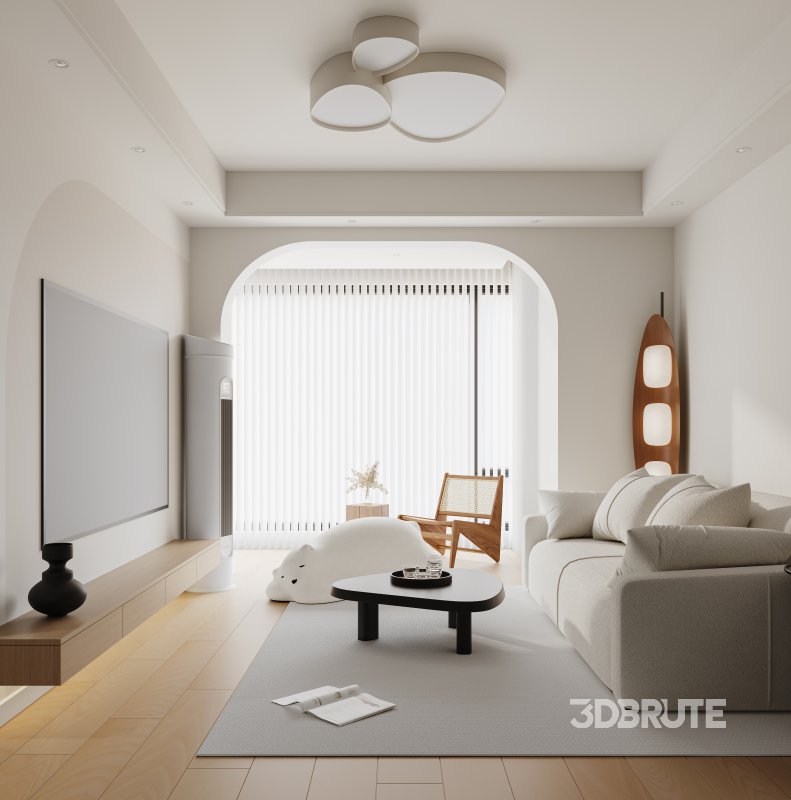 Modern living room and dining room interior scene Image 3