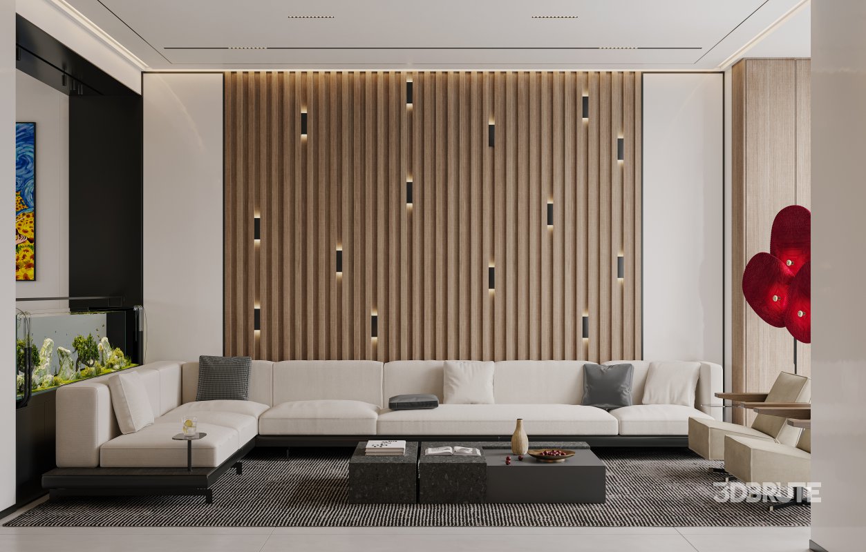 Modern living room and dining room interior scene Image 7