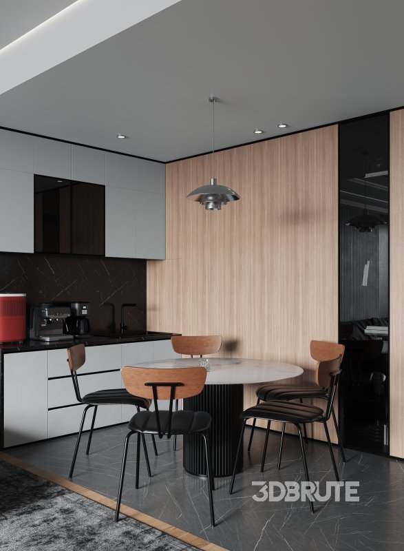 Modern living room and dining room interior scene Image 7