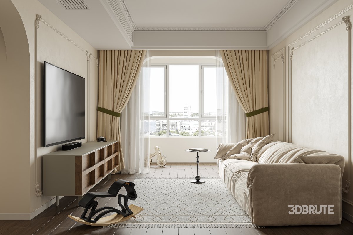 Modern living room and dining room interior scene Image 3