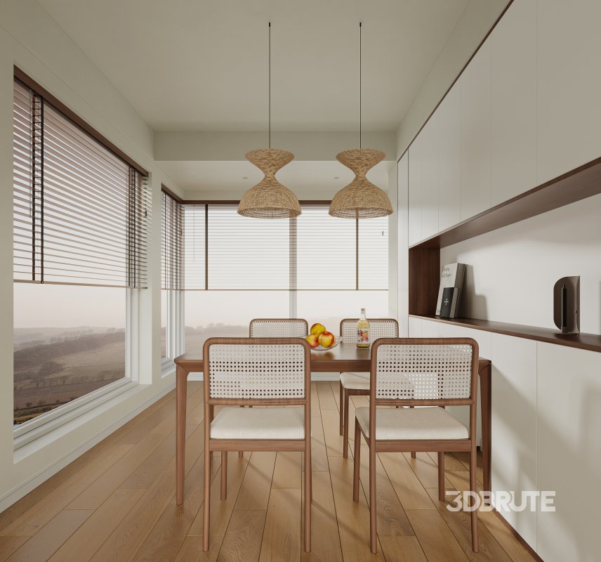 Modern living room and dining room interior scene Image 3