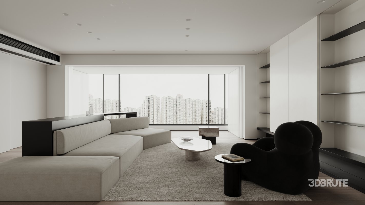 Modern living room and dining room interior scene Image 10