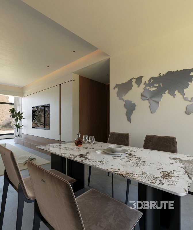 Modern living room and dining room interior scene Image 7