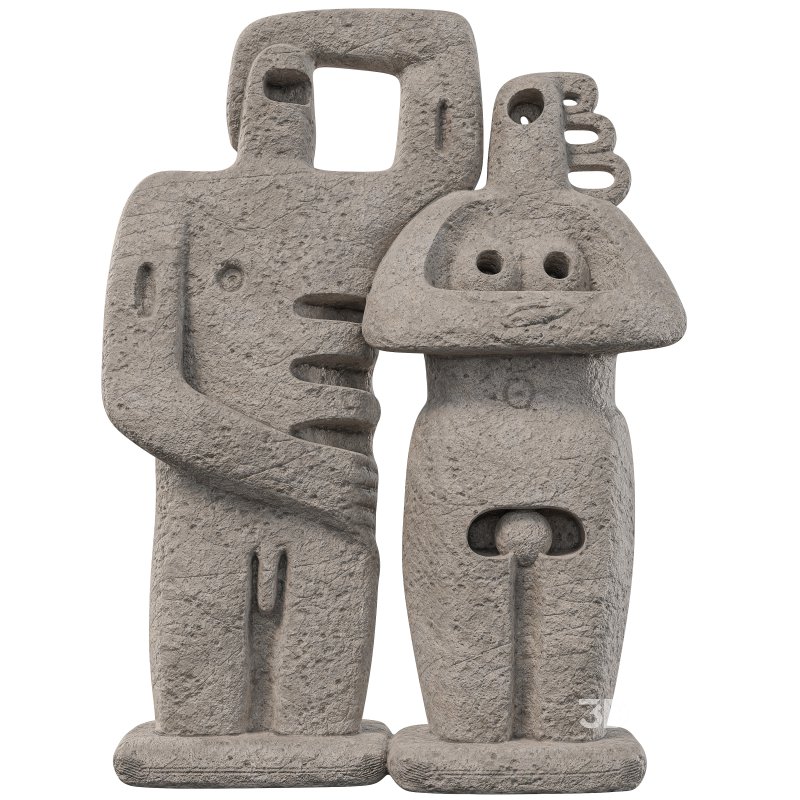 Abstract Primitive Couple Sculpture Image 4