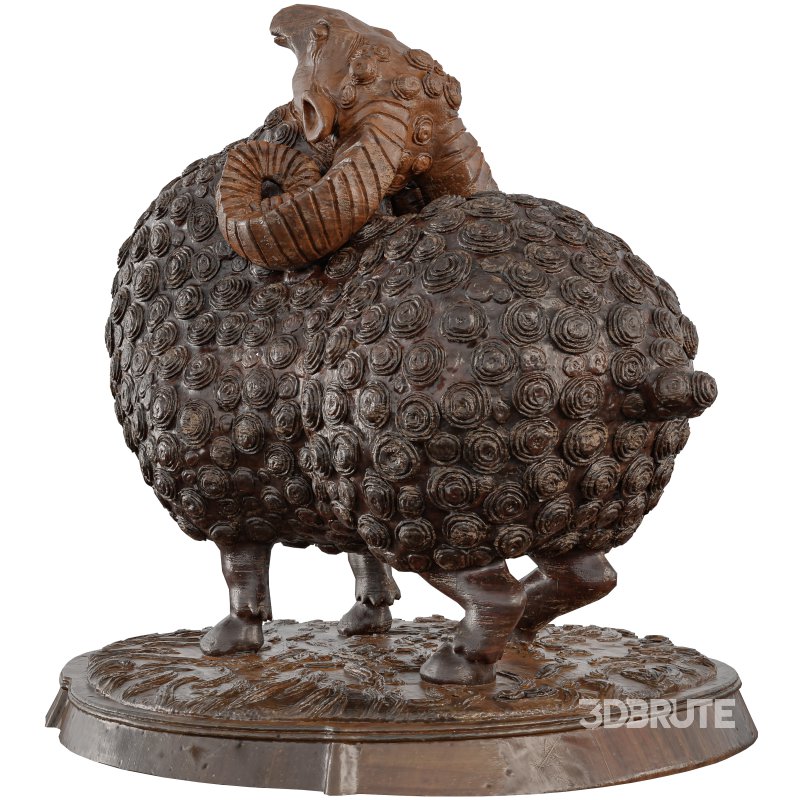 Wooden Sheep Statue Image 5