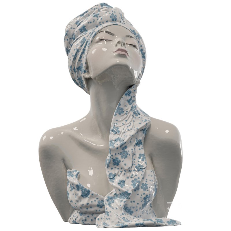 Porcelain Ceramic Floral Bust Sculpture Image 3