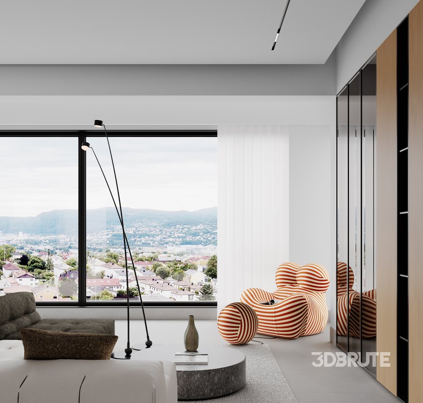 Modern living room and dining room interior scene Image 3