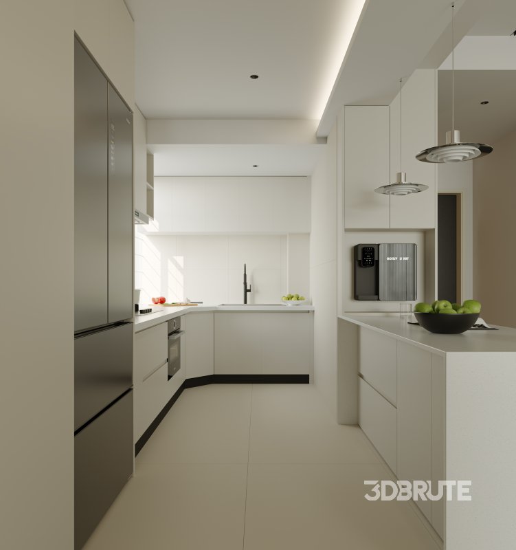 Modern living room and dining room kitchen interior scene Image 7