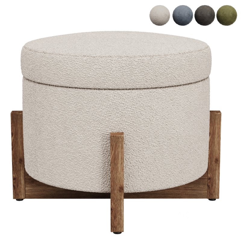 Round Storage Ottoman Image 1