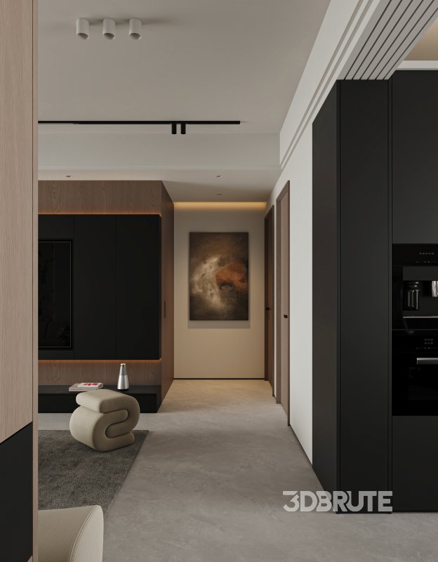 Modern living room and dining room interior scene Image 4