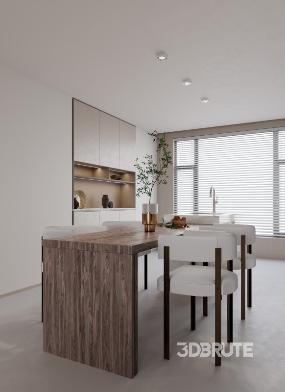 Modern living room and dining room interior scene Image 3