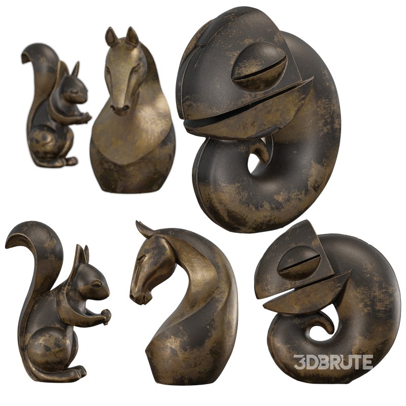 Animals_Squirrel_Horse_Chameleon_Statue Image 6
