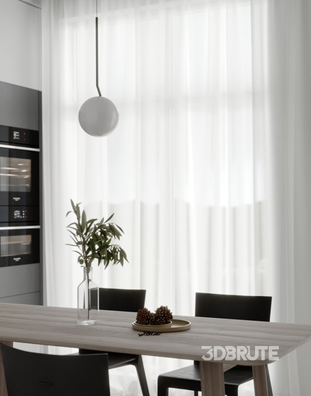 Modern living room and dining room interior scene Image 5