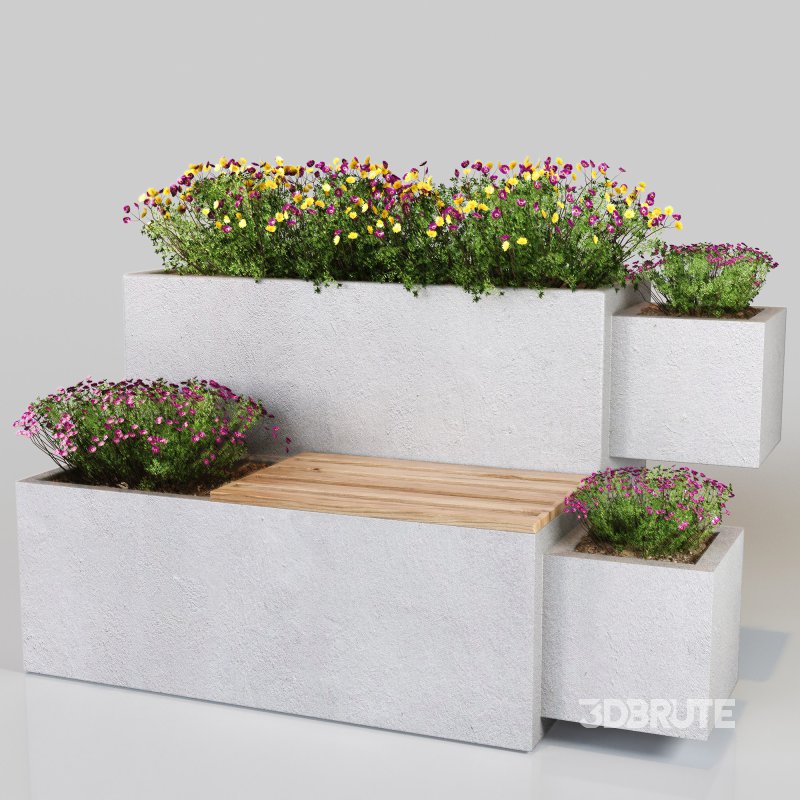 Modern concrete planter bench Image 2