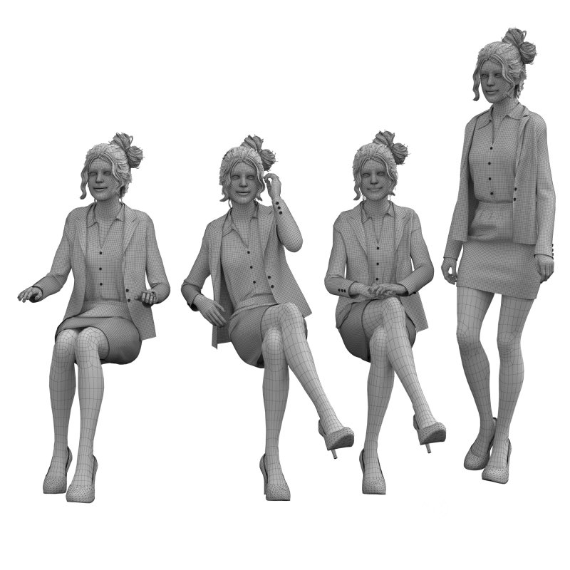 woman skirt suit in 4 poses Image 5