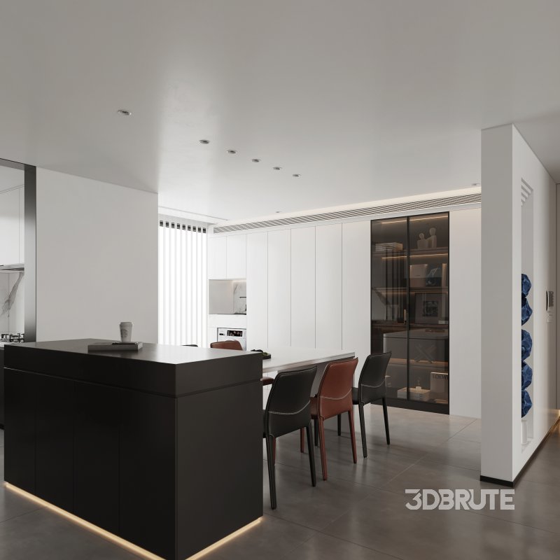 Modern living room and dining room interior scene Image 4