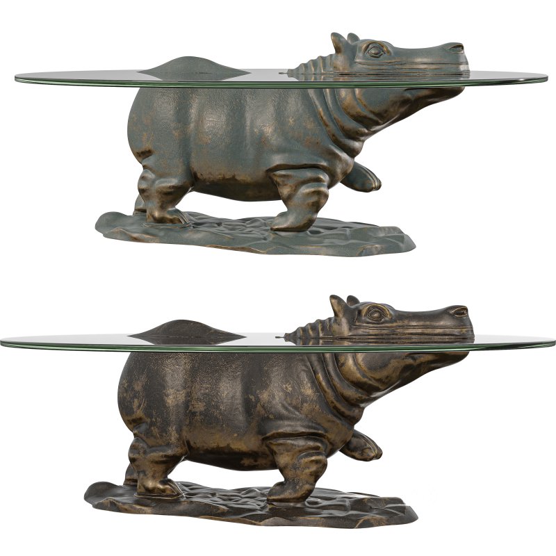 Playful Hippopotamus Coffee Table Whimsical Furniture Image 2