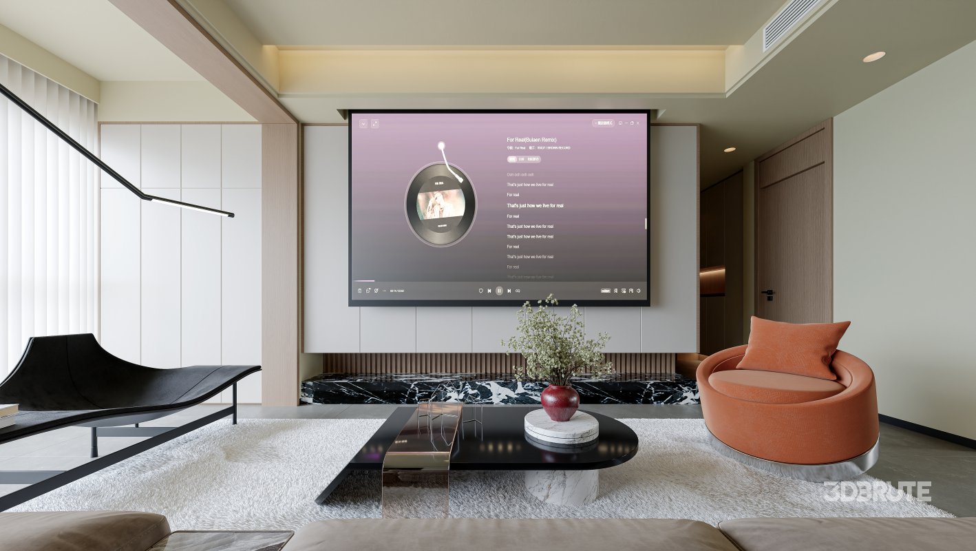 Modern living room and dining room interior scene Image 2