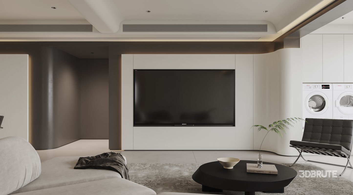 Modern living room and dining room interior scene Image 8