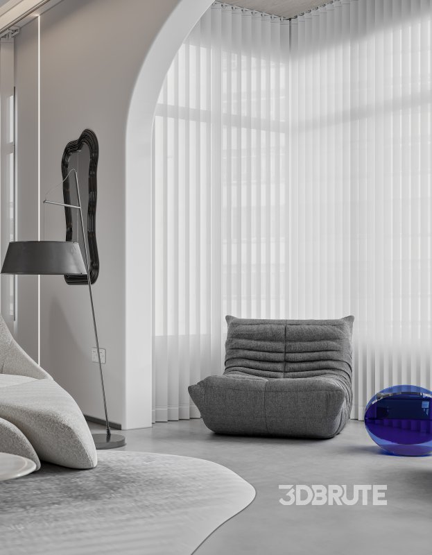 Modern living room and dining room interior scene Image 4