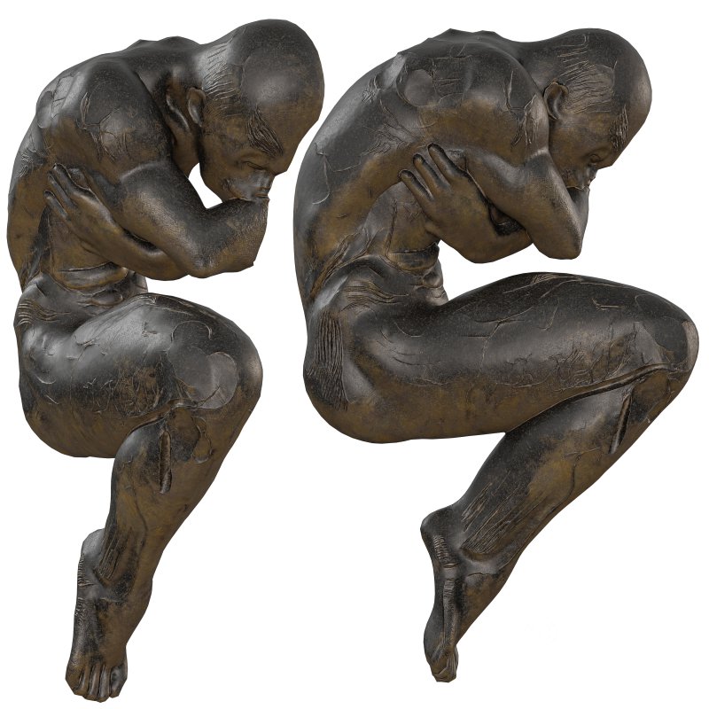 Antique Wall Mounted Man Statue Image 6