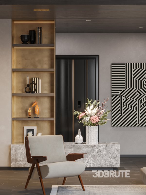 Modern living room and dining room interior scene Image 2