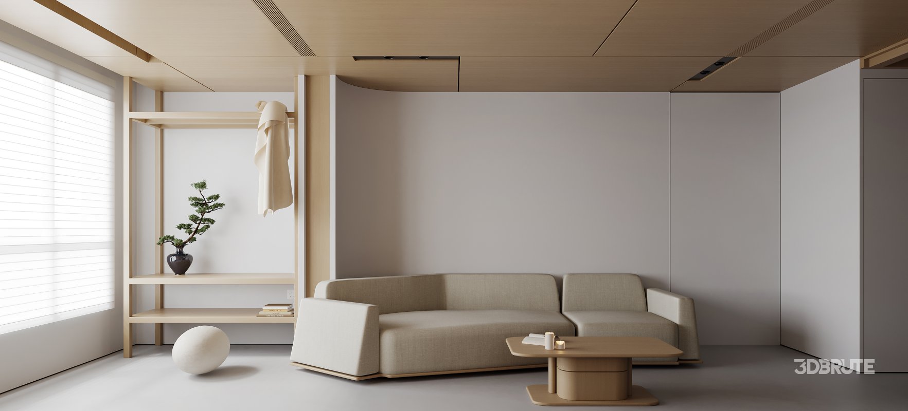 Modern living room and dining room interior scene Image 1