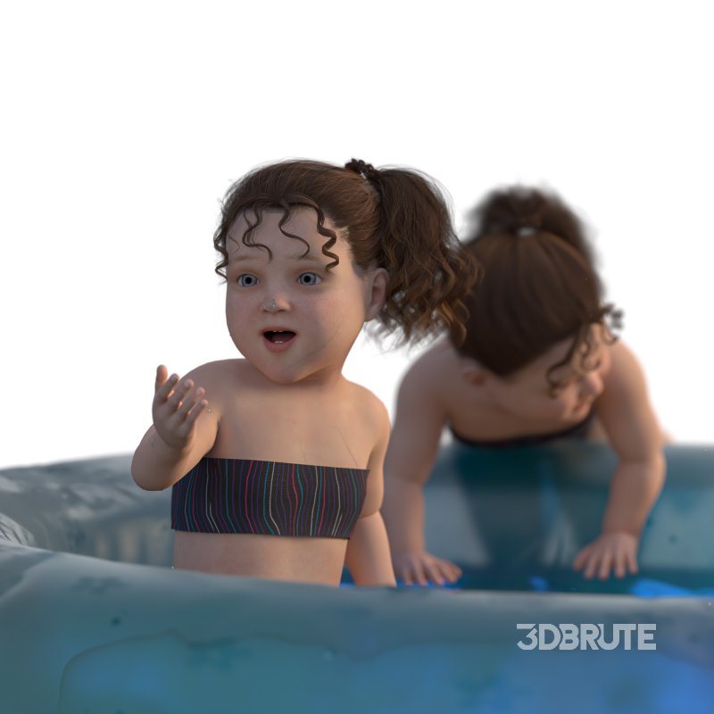 Kid Girl in Inflatable pool 04 Poses Image 2