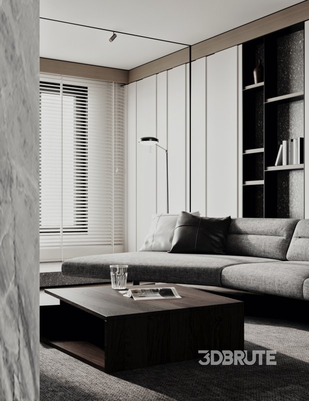 Modern living room and dining room interior scene Image 4