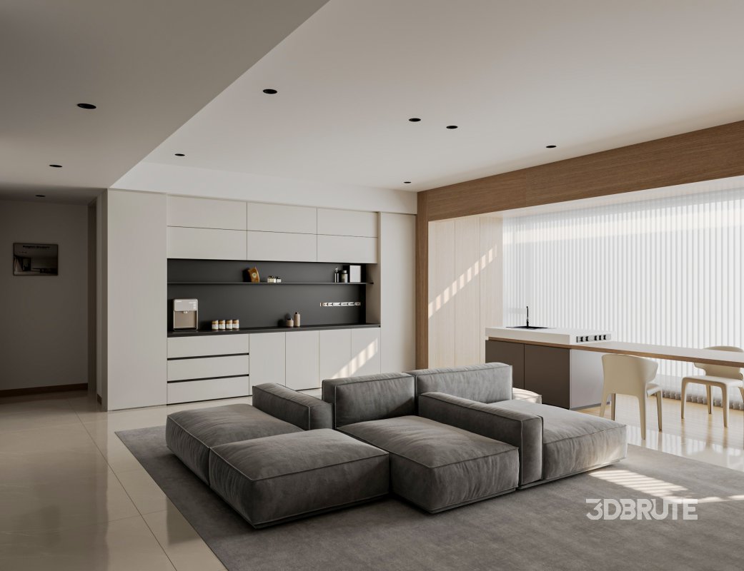 Modern living room and dining room interior scene Image 5