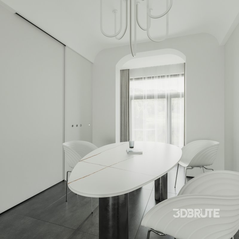 Modern living room and dining room interior scene Image 9