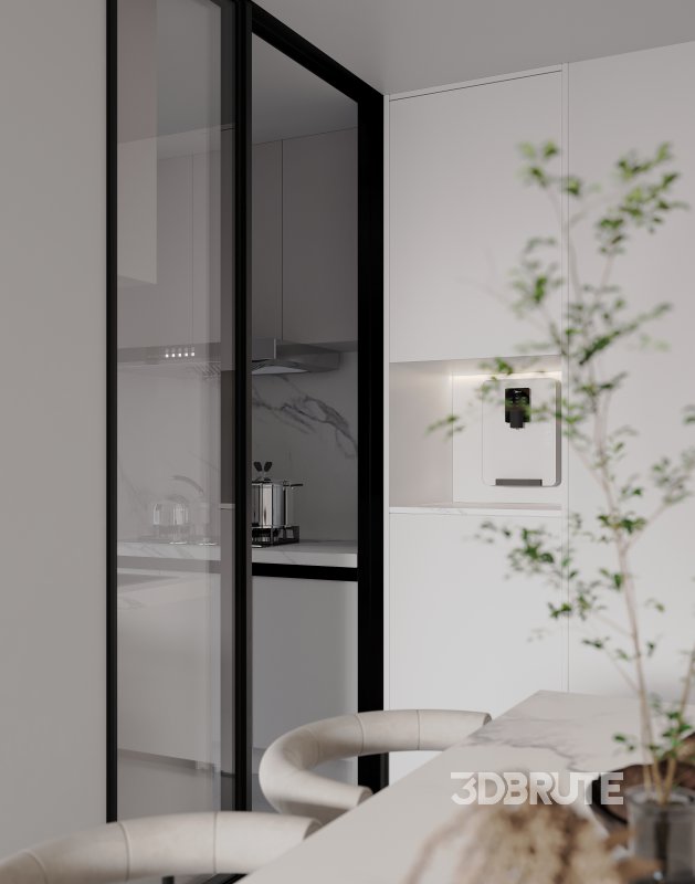 Modern living room and dining room interior scene Image 5