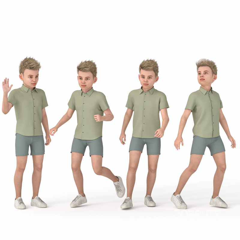 Casual Kid Boy 04 Poses Image 3