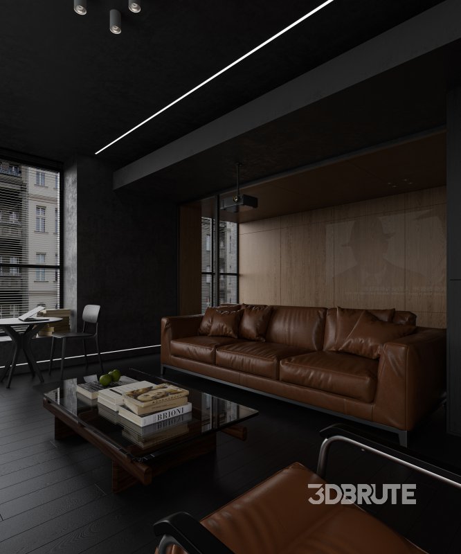 Modern living room and dining room interior scene Image 2