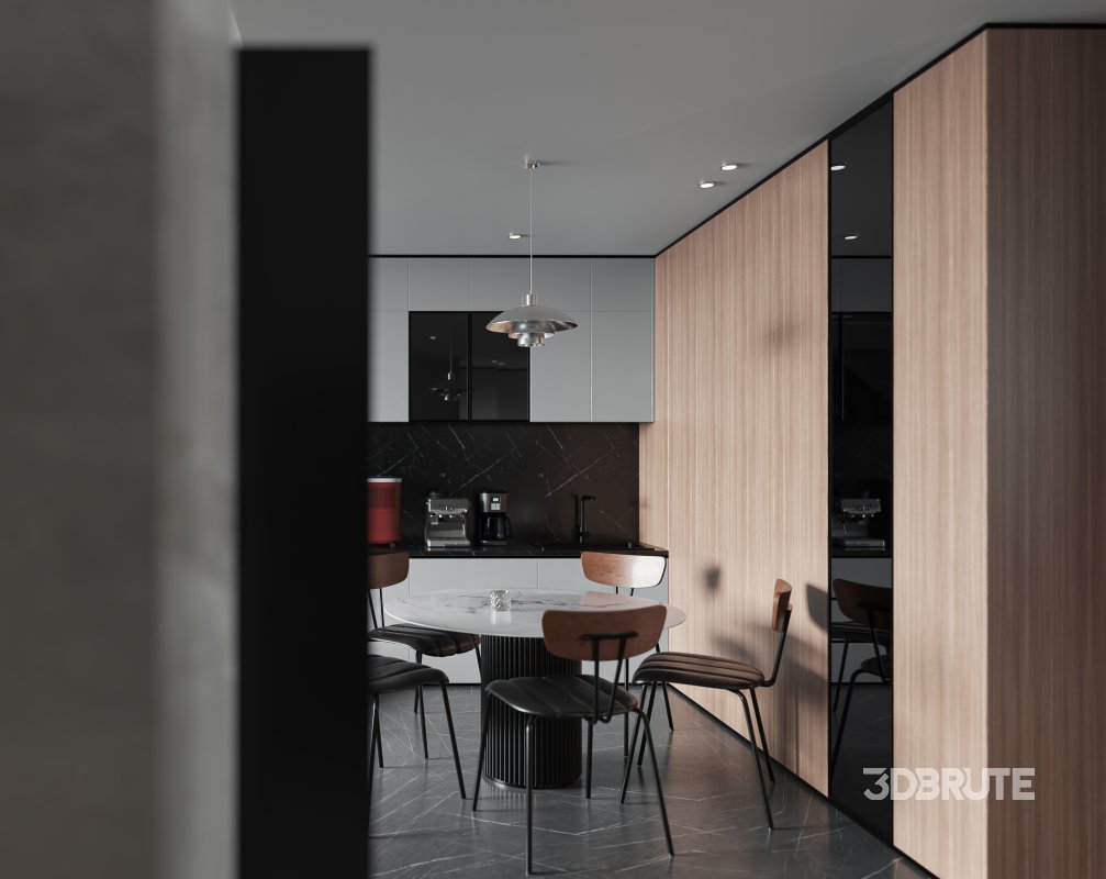 Modern living room and dining room interior scene Image 3